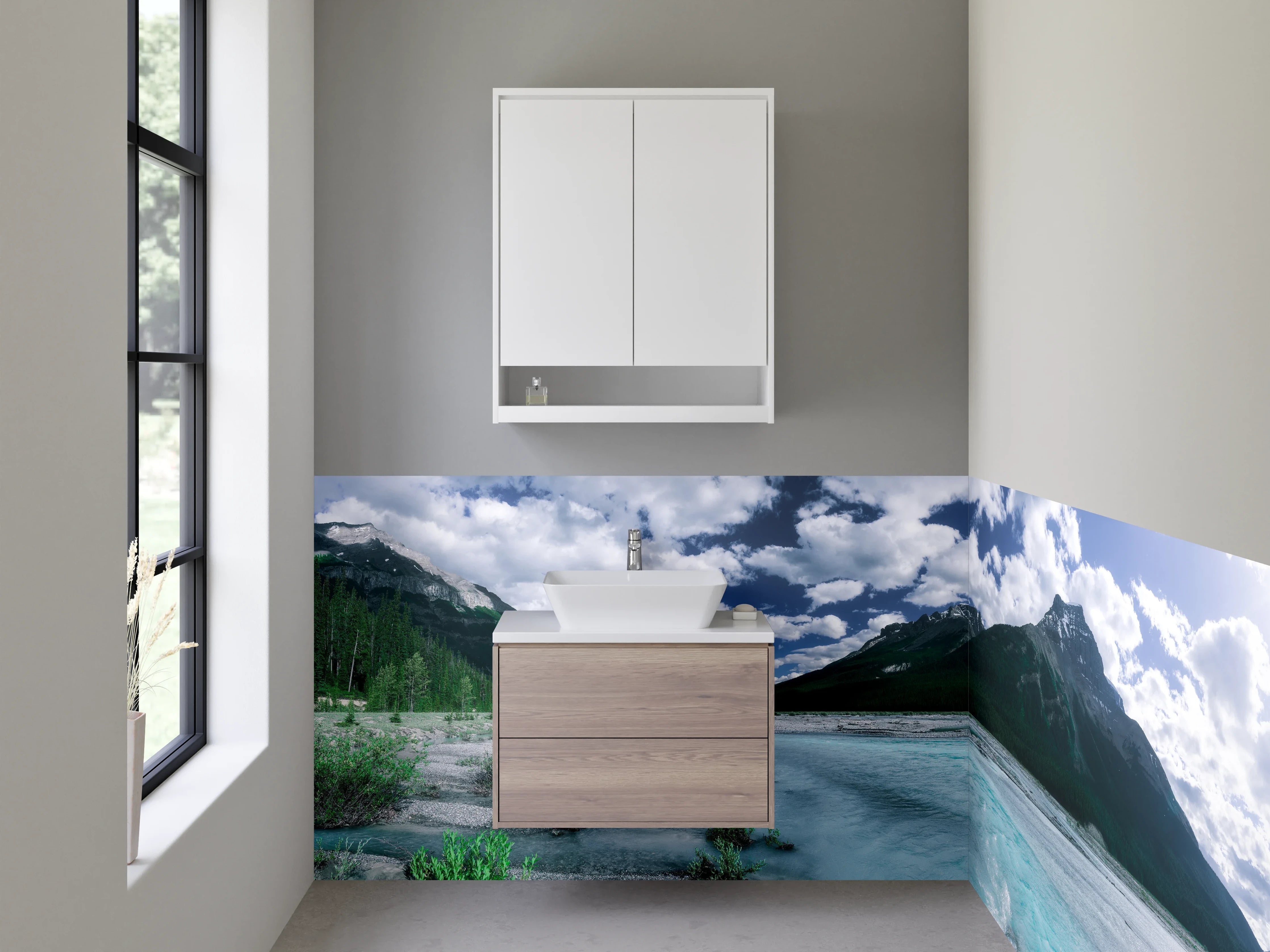 Waschbecken-Rückwand - Zeitlose Grauton-Wand für dein Badezimmer