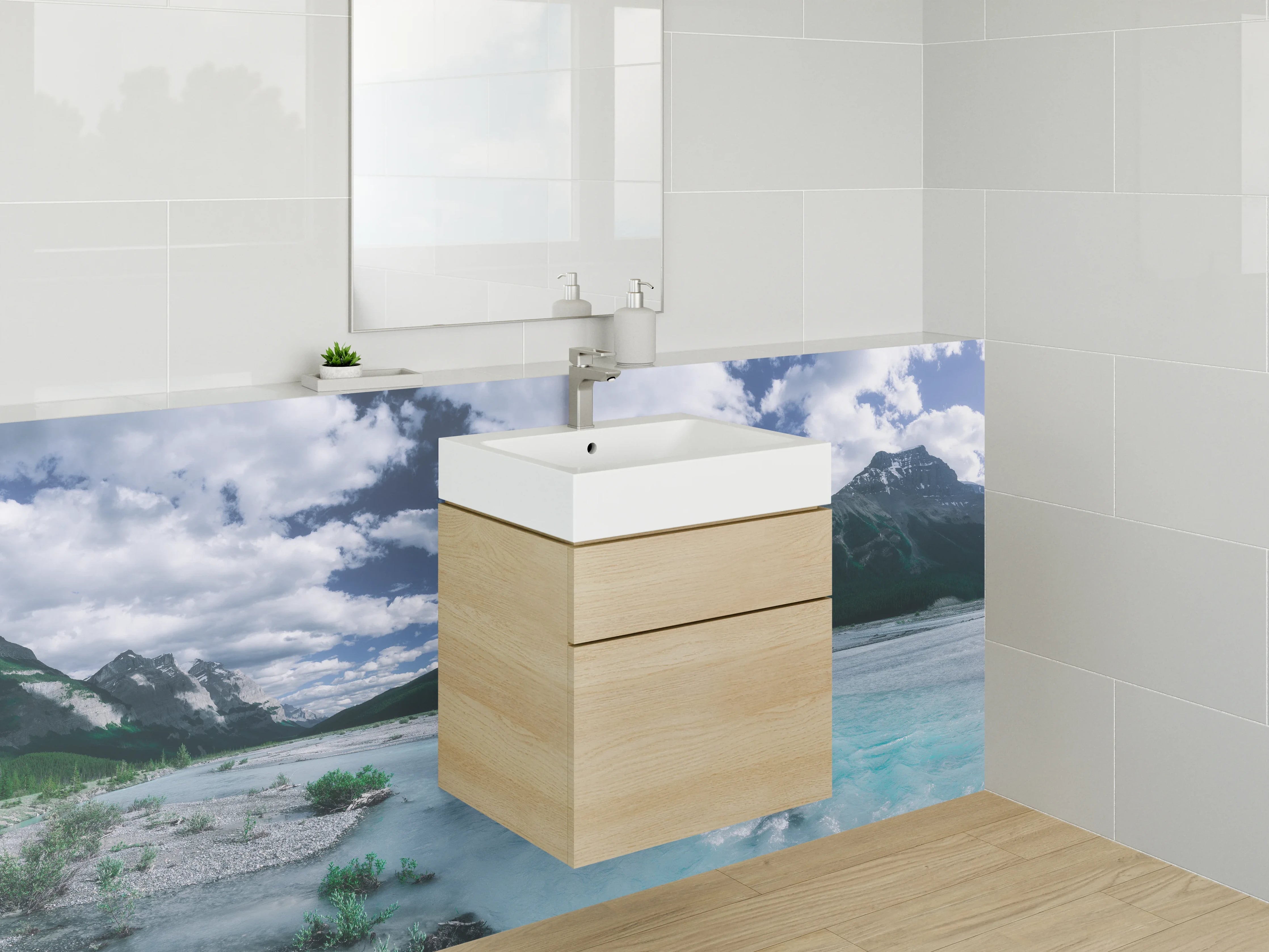 Waschbecken-Rückwand - Zeitlose Grauton-Wand für dein Badezimmer