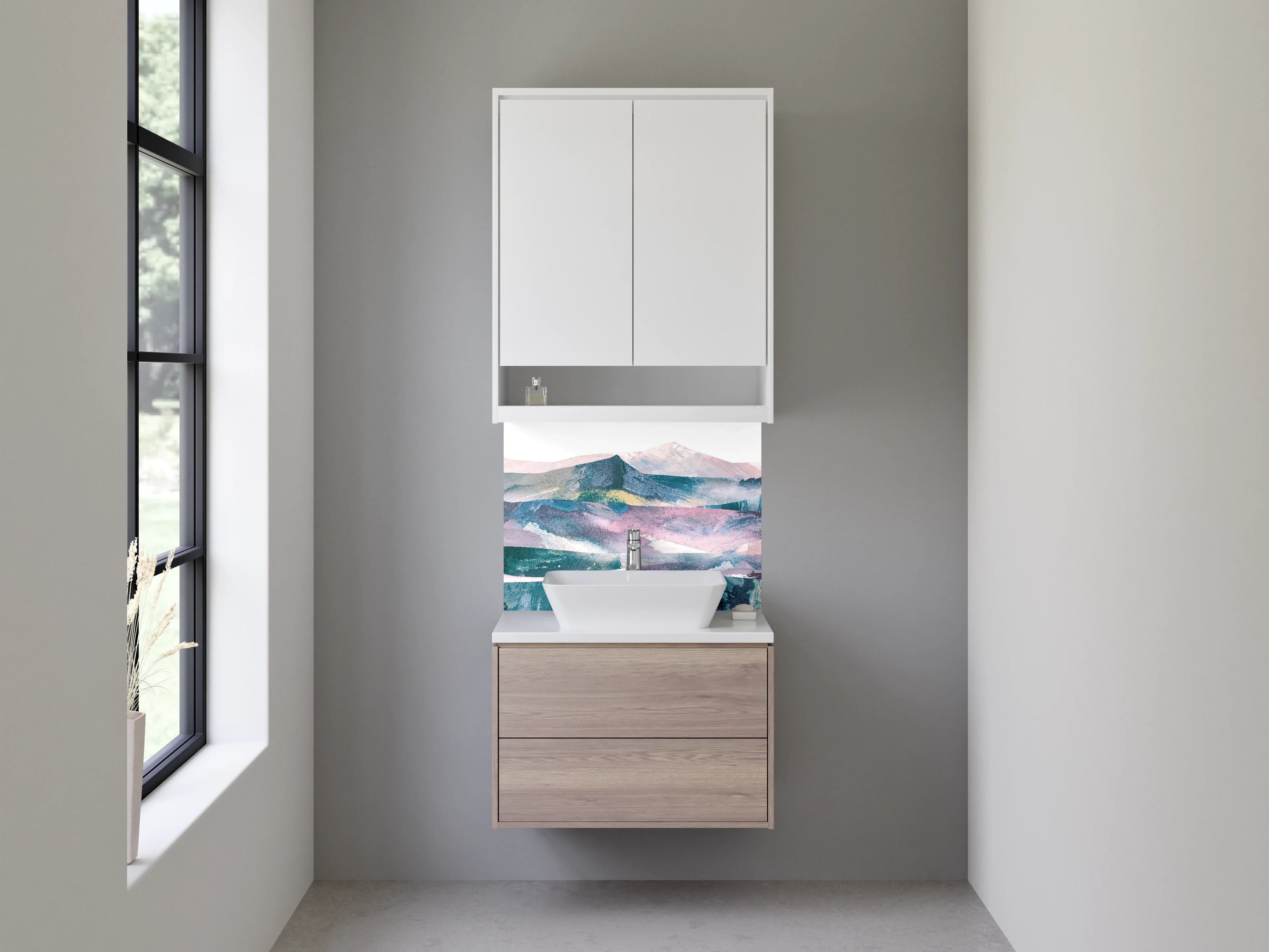 Waschbecken-Rückwand - Zeitlose Grauwand für dein Badezimmer