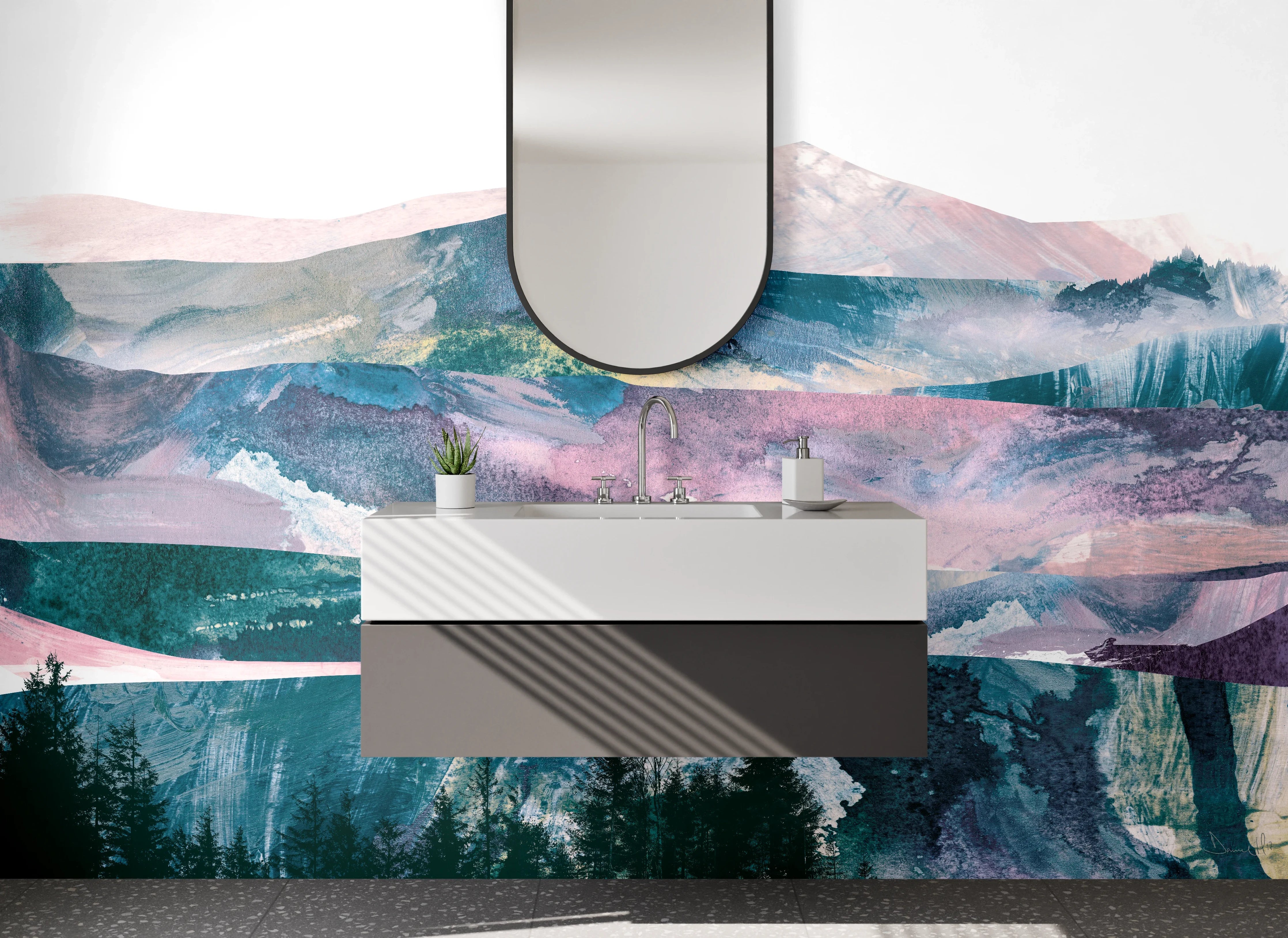 Waschbecken-Rückwand - Zeitlose Grauwand für dein Badezimmer