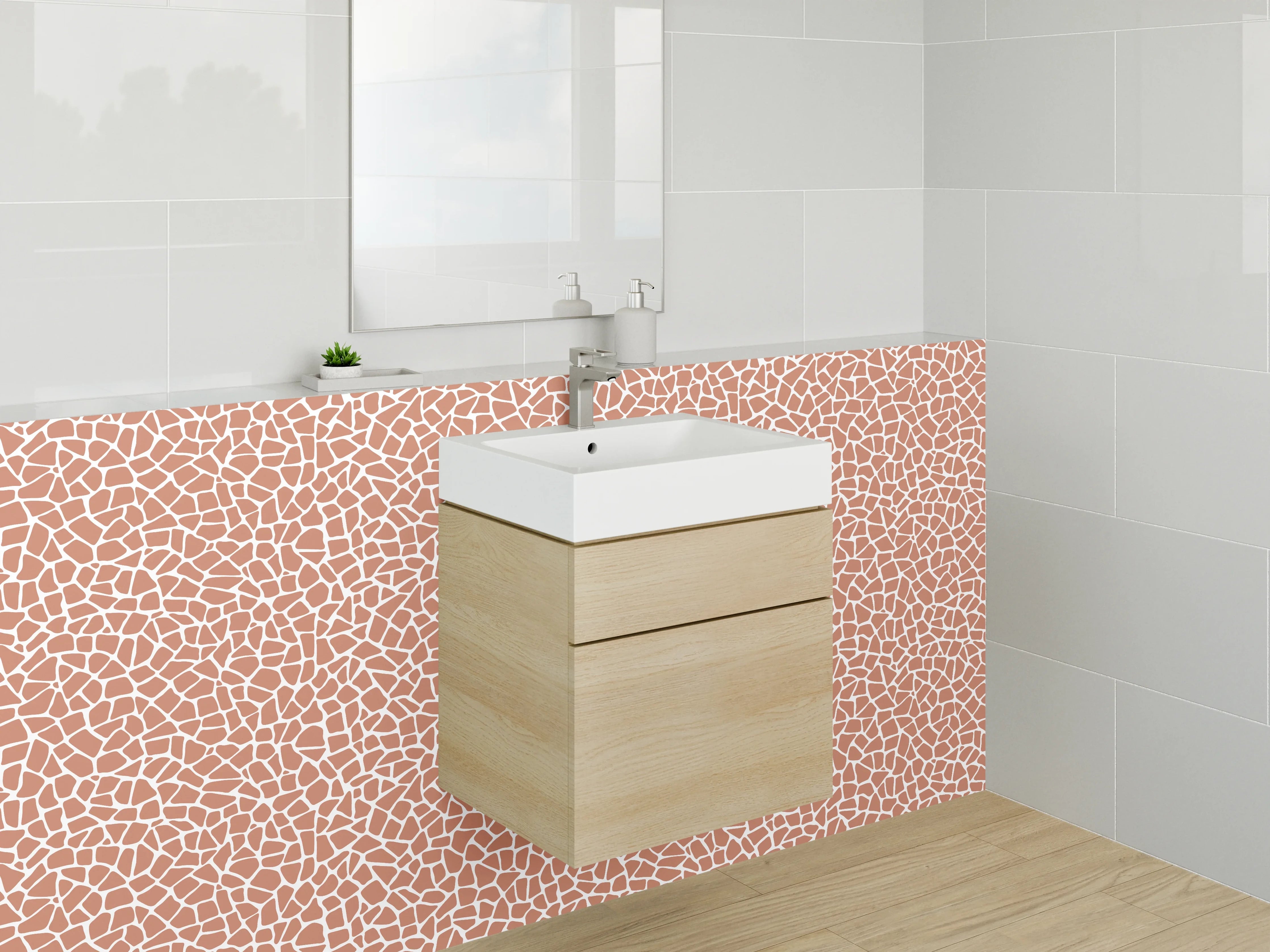 Waschbecken-Rückwand - Zeitloses Mosaik Braun-Grau-Weiß