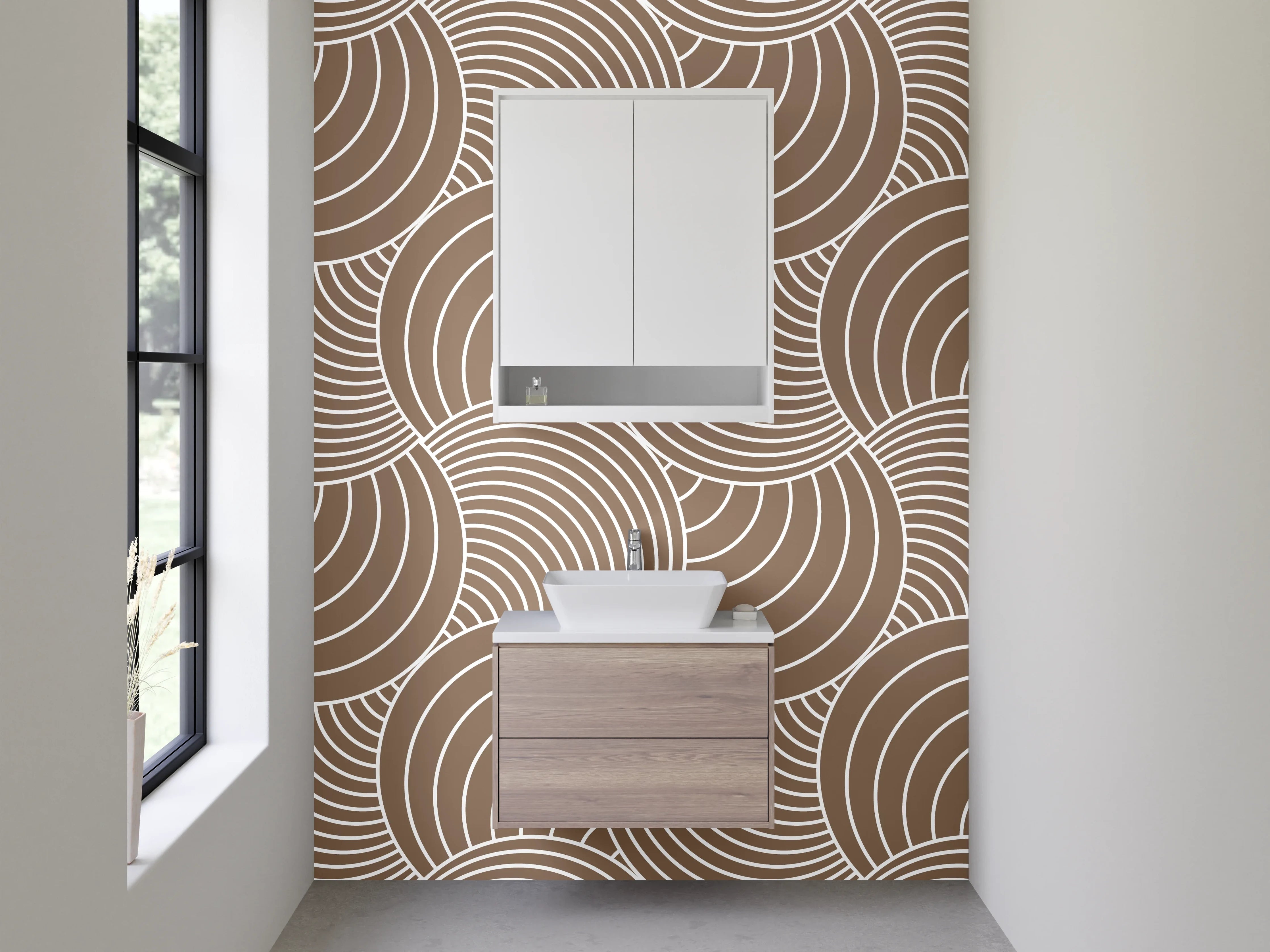 Waschbecken-Rückwand - Zen-Wellen in Grau und Creme
