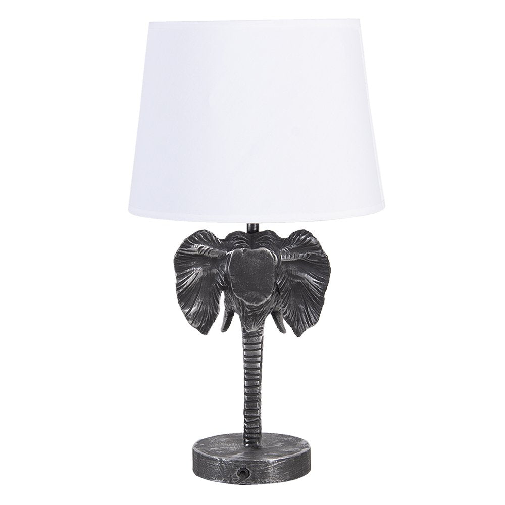 Tischlampe Elefant 23x23x41 cm Schwarz weiße Polyresin Schreibtischlampe
