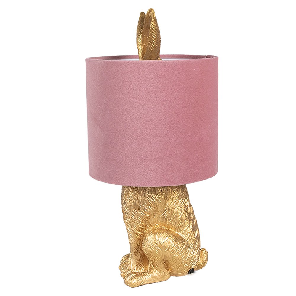 Tischleuchte Rabbit Ø 20x43 cm goldfarben rosa Polyresin Schreibtischleuchte