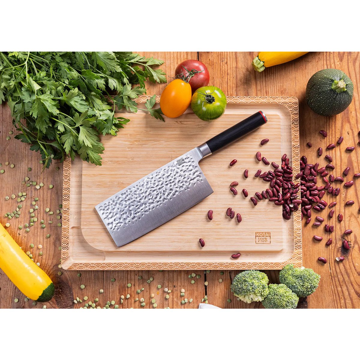 Messer - Cleaver mit Bambus-Saya und Bambusbox - 190-mm-Klinge