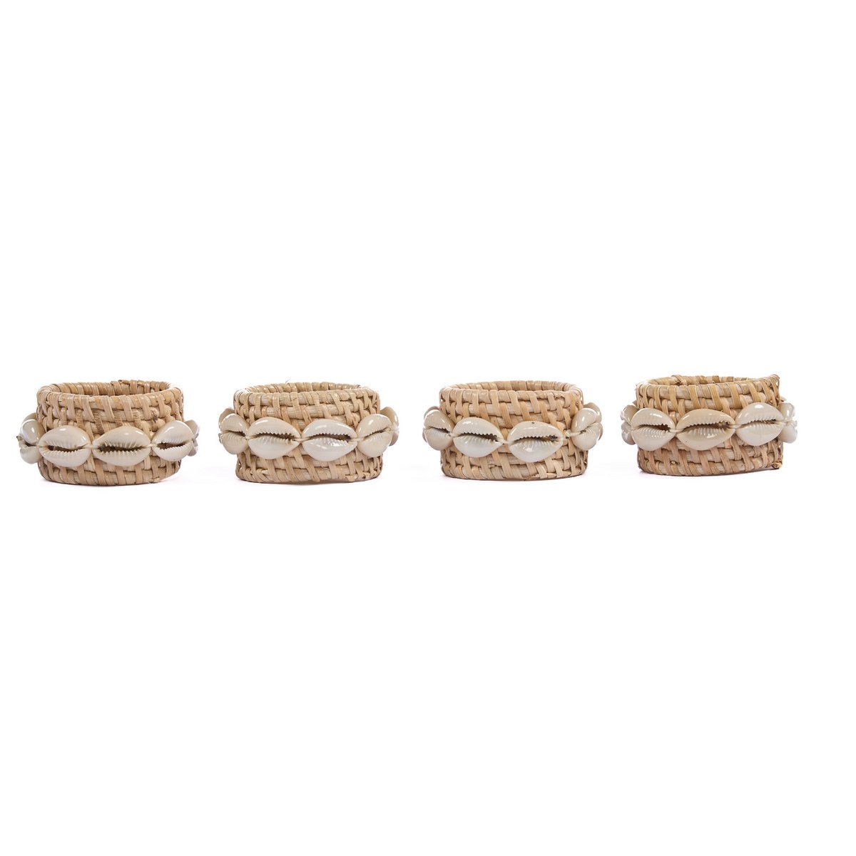 Der Rattan-Muschel-Serviettenring – Naturweiß – 4er-Set