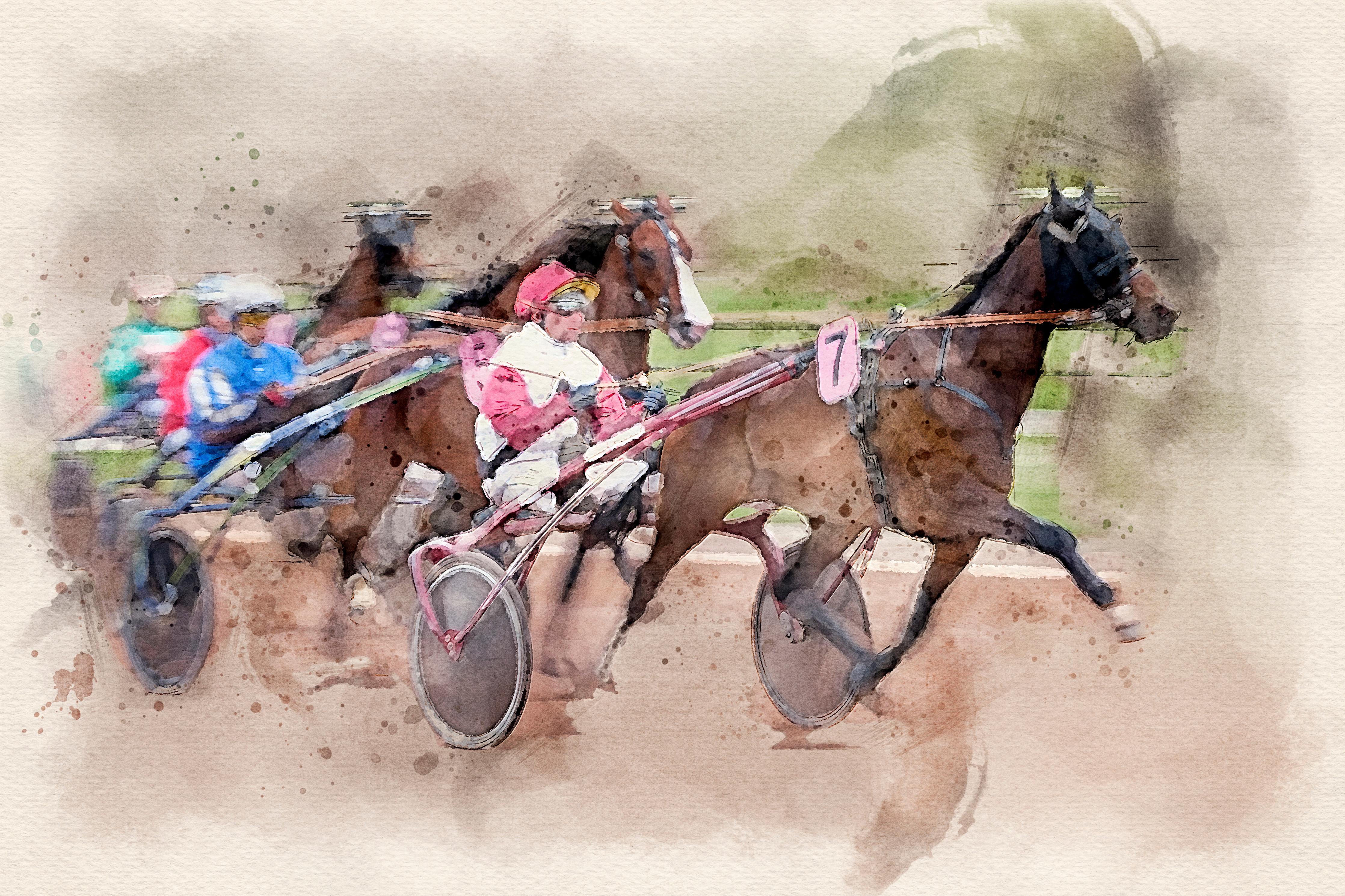 Spritzschutz - Aquarell eines Trabrennens