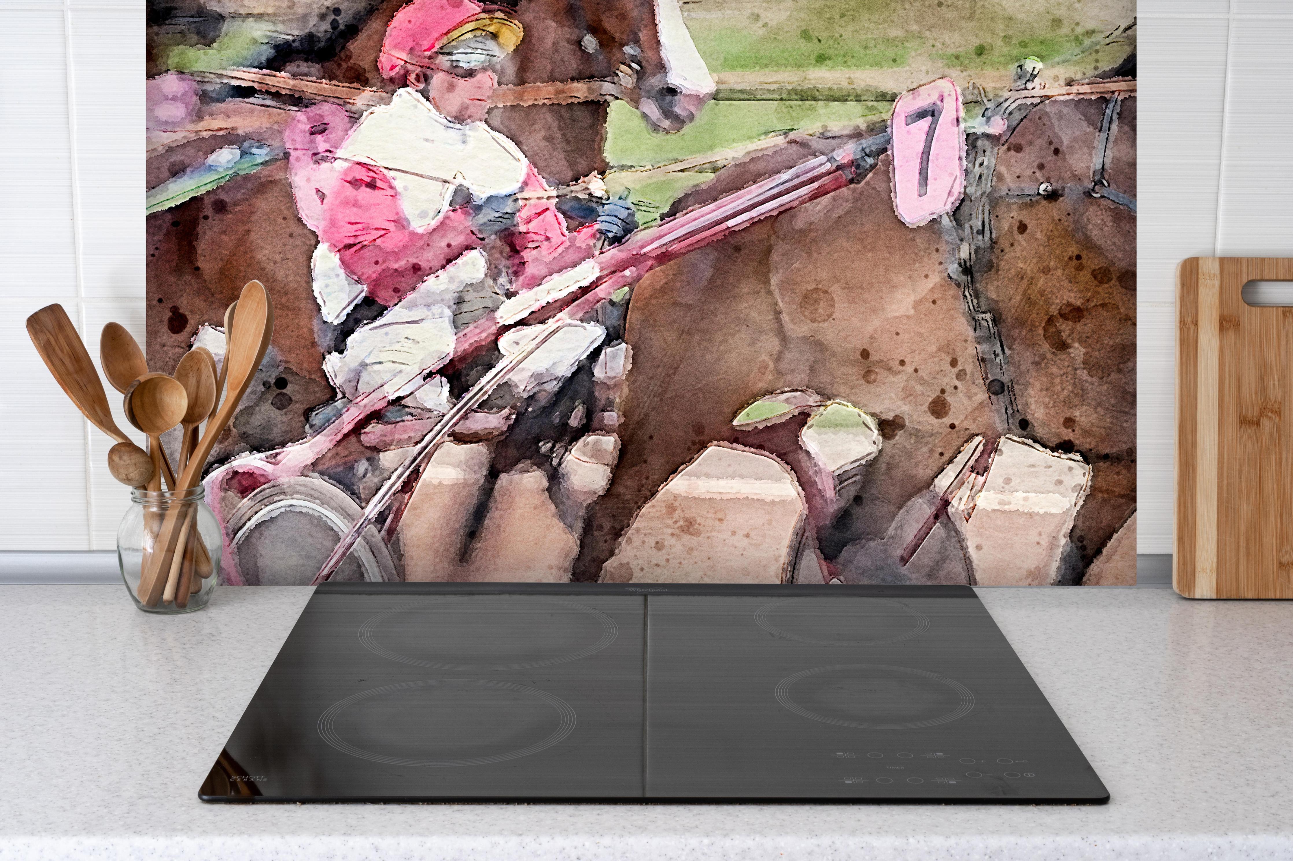 Spritzschutz - Aquarell eines Trabrennens