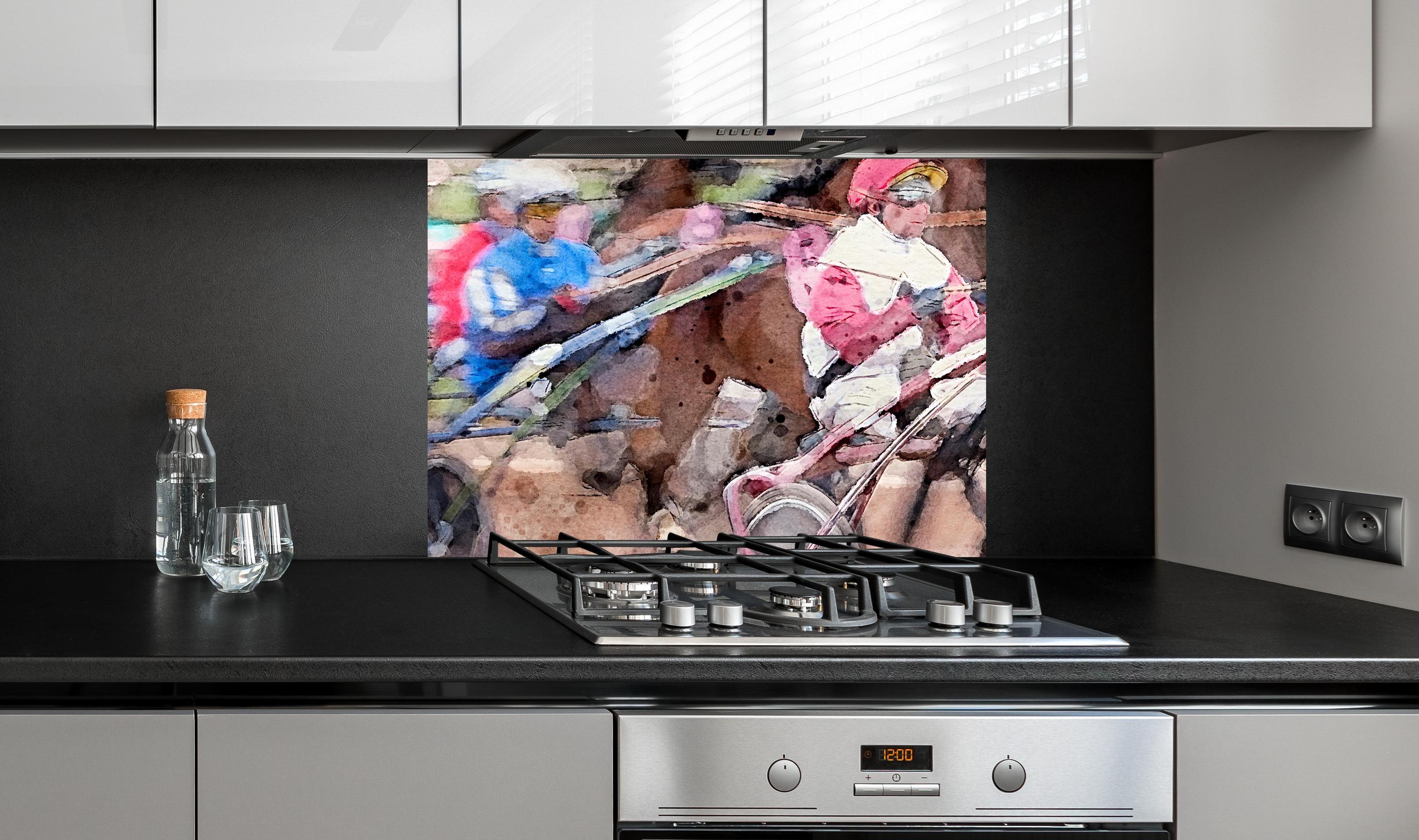 Spritzschutz - Aquarell eines Trabrennens